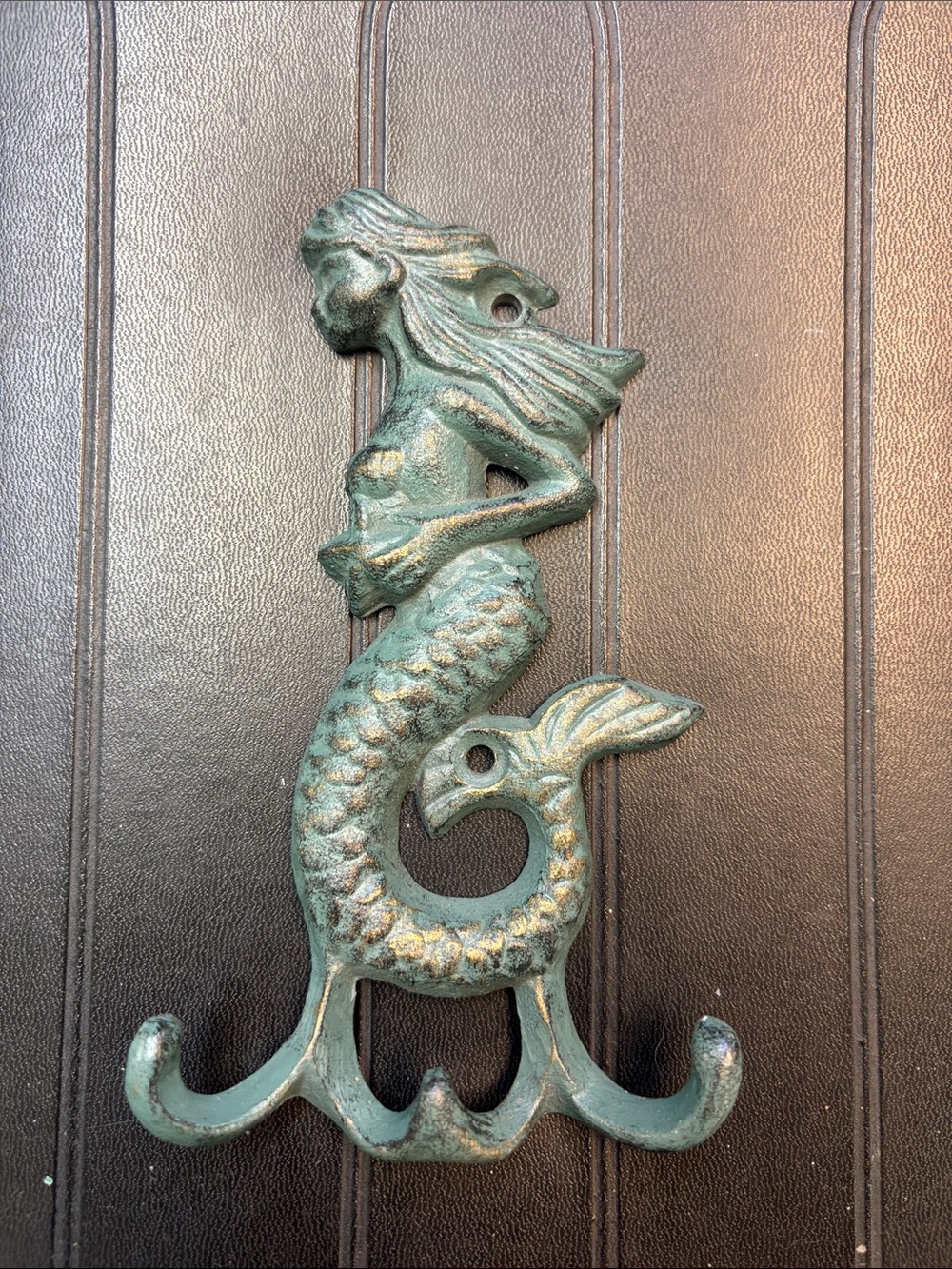 Mermaid Wall Hook - Green and Gold Decorative Wall Decor